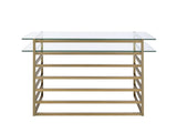 Shona Clear Glass Top & Antique Gold Finish Writing Desk B2726P457136