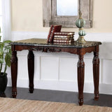 Traditional Espresso Solid wood Sofa Table Faux Marble Top Intricate design Living Room Furniture B01151377