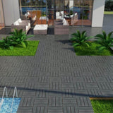 Patio Floor Tiles Pack of 22 WPC Wood-Plastic Composite Patio Deck Tiles DIY Interlocking Decking W206P201288