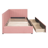 Upholstered Daybed with 2 Storage Drawers Twin Size Sofa Bed Frame No Box Spring Needed, Linen WF299017AAH