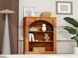 3-Tier Arched Open Bookshelf, Traditional Freestanding Bookcase with Decorative Beaded Trim, Light W3123P485376