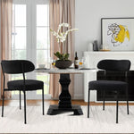 ZUN Boucle Upholstered Dining Chairs with Curved Backrest & Metal Legs Set of 2, Black W2740P214381