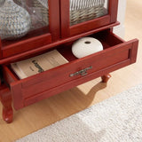 Lighted Glass Cabinet Glass Wine Cabinet Curio Display Cabinet with Adjustable Glass Shelves 2 Doors W2275P178823