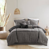 7 Piece Micro Corduroy Comforter Set Grey Queen B035P266661