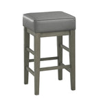 ZUN Transitional Gray Faux Leather Seat 24-inch Counter Height Stools Set of 2, Antique Gray Finish B011P231744