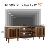 63 inch TV stand with 2 grille door cabinets and adjustable storage rack, suitable for medieval W1706P254658