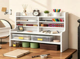6-Tier Wooden Desktop Organizer, Adjustable Removable Shelves Craft Storage Rack with Anti-Fall 13638120