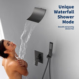 Male NPT Waterfall Shower head with Handheld, Matte Black Bathtub Shower Faucet with High Flow Wall 02156252