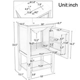 ZUN 20" Bathroom Vanity with Sink, Bathroom Cabinet with Soft Closing Door, Storage Rack and Open Shelf, WF308492AAE