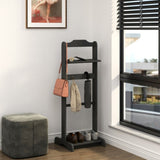 Accent Portable Garment Rack,Clothes Valet Stand with Storage Organizer,Black Finish W760P145329