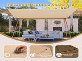 Hexagonal Shade Sail Canopy, Large 206"x118" UV Block Sun Shade with UPF 50, Waterproof W2505P427760