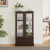 Glass Cabinet Lighted Glass Cabinet Curio Display Cabinet with Adjustable Glass Shelves 2 Doors and W2275P178888
