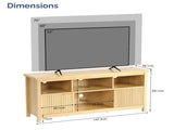 Entertainment Center TV Stand with 4 Open Cubbies & 2 Fluted Hinged Storage Doors, Adjustable Inner 90375918