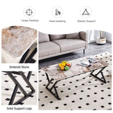 A coffee table is made of rock slab material, with a natural and smooth marble pattern on the W1151P154285