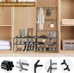 ZUN 5-layer shoe rack, suitable for entrances, narrow shoe racks, jackets, and shoe racks, with 8 hooks 24760479