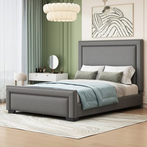 ZUN Queen Size Upholstered Bed ,Modern Upholstered Bed with Wooden Slats Support, No Box Spring Needed, WF321752AAE