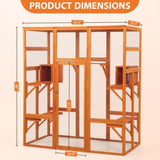 Large Cat Enclosure with 5 Perches, 2 Condos and 1 Lockable Door, Orange W2181P160607