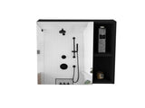 Medicine Single Door Cabinet 19" H With Mirror, Five Interior Shelves, Black B097132884
