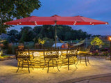 15x9ft Large Double-Sided Rectangular Outdoor Twin Patio Market Umbrella with light and base- red 69800609