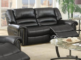 Plush Relax 1pc Manual Motion Loveseat Black Color Bonded Leather 2-Seat Couch Armrest Cushion B011P205579
