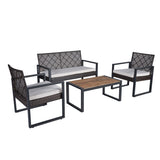 ZUN 4-Piece Patio Furniture Set Outdoor Balcony Porch Garden Backyard Lawn Furniture Acacia Wood Table W2391P149819