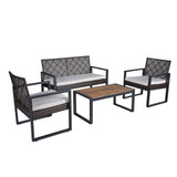 ZUN 4-Piece Patio Furniture Set Outdoor Balcony Porch Garden Backyard Lawn Furniture Acacia Wood Table 51760302