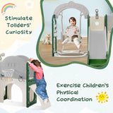 ZUN Toddler Slide and Swing Set 8 in 1, Kids Playground Climber Slide Playset with Basketball Hoop 48887104