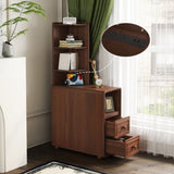 End Table with Drawers, Corner Table with Open Shelves, Tall Side Table for Bedroom and W2593P289144