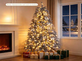 6FT Gray Pre-Lit Feather Style Christmas Tree, , 430 Branch Tips, 200 Warm White LEDs, Hinged 09425013