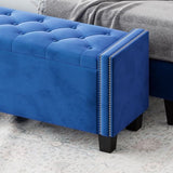 ZUN Upholstered Velvet Storage Bench for Bedroom, End of Bed Bench with Rivet Design, Tufted Foot Rest 41340779