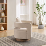 29.1"W Swivel Accent Open Back Chair Modern Comfy Sofa Chair With Weathered Base For Nursery Bedroom W1298P192481