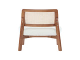 Modern Beige Lounge Chair with Woven Backrest, Sturdy Wooden Frame, Minimalist and N767P241728B