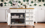 K&K 52'' Kitchen Island with Drop Leaf, Embossed Texture Kitchen Island on Wheels with Spice Rack, N707P195393W