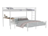 Sturdy Metal Twin Over Full Bunk Bed Frame with Practical Ladder & Storage Shelf, Modern W1935P463331