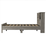 Farmhouse Platform Bed with Double Sliding Barn Door, Queen Size Rustic Wood Bed with
Charging WF317944AAG