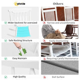 Patio Rocking Solid Wood, Outdoor Porch Rocker with Wooden Frame, Indoor Wooden Rocking 55528553