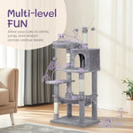 ZUN 57 inch Cat Tree Cat Tower for Indoor Cats, Cat House with Padded Platform Bed, Toy Balls, Large 42828232