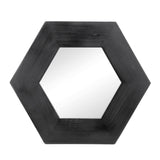 18.5" x 18.5" Hexagon Mirror with Solid Wood Frame, Wall Decor for Living Room Bathroom Hallway, W2078133976