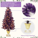 ZUN Pre-lit Christmas Artificial Tree 4-Piece Set, Garland, Wreath and Set of 2 Entrance Trees, X-mas 00666330