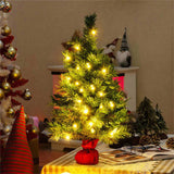 24" Mini Artificial Christmas Tree 71 Branch Tips, 35 Warm White LEDs, Flame-Retardant PVC, Cement 82739287