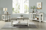 Rosy Brown and Antique White Finish 1pc Cocktail Table with Casters 2 Drawers Bottom Shelf Wooden B011P175703