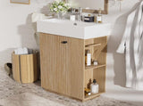 21.6" bathroom vanity with ceramic sink, freestanding modern left door wood grain cabinet with open N729P285504N