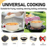 Cast iron 5QT cooking pot - ceramic white - comes with two silicone gloves - Enamel pot 06079080