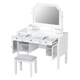 44.4" Makeup Vanity Desk with Large Adjustable Mirror, Dressing Table Set with Drawer & Cabinet, N844P292486A