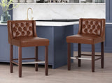 30.5 Inch Seat Height Bar Stool, Light Brown PU Upholstery with Back & Metal Footrest, Counter Stool 70678.00PUCOGN