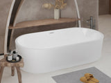 67" Linear Acrylic Freestanding Bathtub,Stand Alone Soaker Tub, Glossy White Acrylic, Toe-tap Chrome W1675P423113