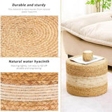 Handmade Woven Foot Stool Natural Water Hyacinth Ottoman for Home Decor & Seating White 43921509