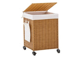 78L Laundry Hamper with Lid and Wheels, Woven Rattan Rolling Laundry Hamper 70463493