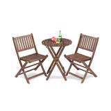 3-Piece Acacia Wood Bistro Set, Wooden Folding Patio Furniture for Garden Backyard Balcony Porch w/ W2640P209682