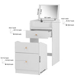 Small Vanity Desk with Mirror - White Makeup Vanitys Set Make up Table with Chair, Drawers, Mini W409P195100